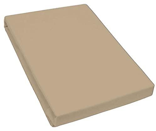 Premium Spannbettlaken mit Gummizug für Wasserbetten Boxspringbetten Übergröße Jersey Matratzenbezug Bettbezug Baumwolle Elastan Laken Wasserbettbezug 140-160 x 200-220 cm - Taupe