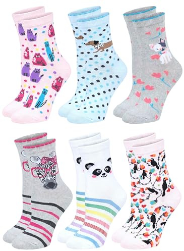 TupTam Kinder Socken Bunt Gemustert 6er Pack für Mädchen und Jungen, Farbe: Mädchen 4, Socken Größe: 27-30
