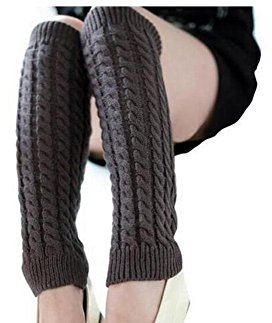 Elandy Thermo-Beinstulpen für den Winter, lange Socken, Stiefelbündchen, Topper für Damen, Mädchen, dunkelgrau