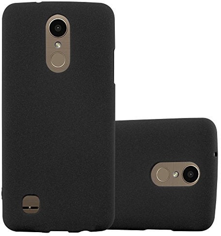 Cadorabo Custodia per LG K10 2017 US Version in FROST NERO - Morbida Cover Protettiva Sottile di Silicone TPU con Bordo Protezione - Ultra Slim Case Antiurto Gel Back Bumper Guscio