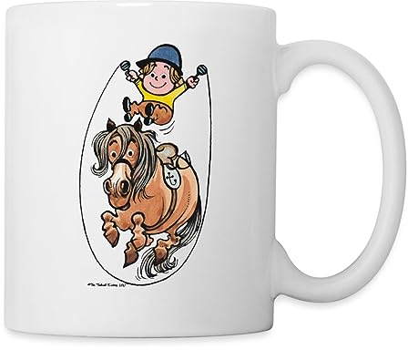 Spreadshirt Thelwell Reiter Und Pony Seilspringen Tasse, One size, Weiß