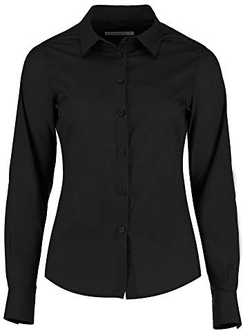 Kustom Kit Womens Black Long Sleeve Tailored Poplin Business Shirt - Size 16