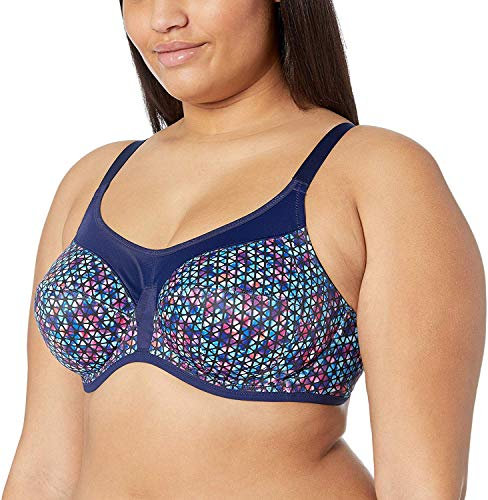 Elomi Women's Sports Bra, Opaque, Navy Geo, 40F