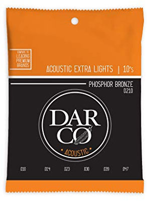 Darco Strings D210 - Corde per chitarra acustica in bronzo fosforoso extra leggere 10-47