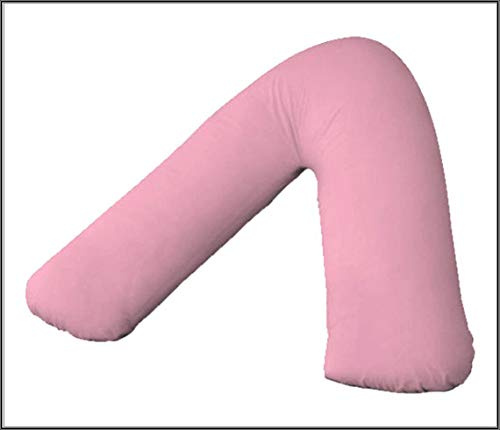Cotton Connection V SHAPED PILLOW CASE COVER PREGNANCY MATERNITY ORTHOPAEDIC SUPPORT NURSING (PINK)