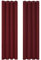 Deconovo Verdunkelungsvorhang Blickdicht Gardinen mit Ösen Wohnzimmer Winter Thermo, 114x132 cm(HöhexBreite), Rot, 2er Set