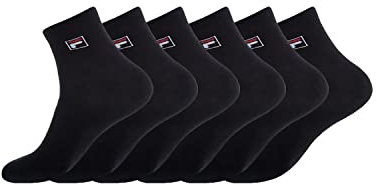 FILA Calzini Uomo Cotone Set di 6 Calze Sportive Uomo Tennis, Comodo, Nero, Taglie 39/42
