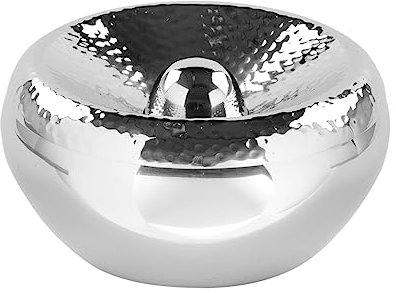 Fink runder Aschenbecher Ø 13 cm gehämmerter Edelstahl poliert Outdoor-Ascher