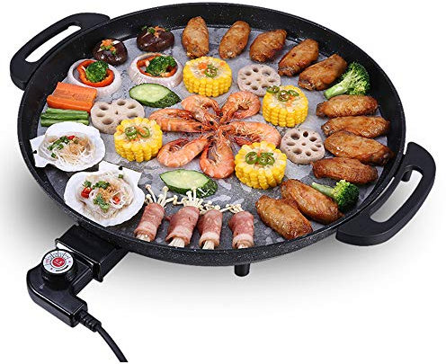 ZXLLAFT Elektrische Wok-Bratpfanne - Braten Einstellbare Temperaturregelung, Cool Touch-Griffe und Antihaftbeschichtung mit Multifunktionsherd mit Glasdeckel