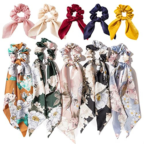 10 Stück Chiffon Haar Haargummis Elastisches Haar Bobbles Haargummis Blumen Pferdeschwanz Halter Bänder Haarschmuck für Frauen Mädchen