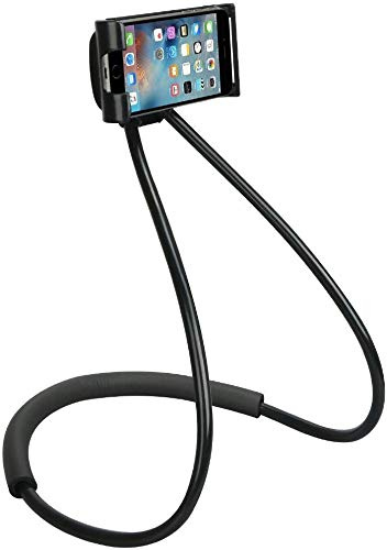 Universel Support de Téléphone Portable,Flexible Portable Chaîne de téléphone portable Stand,Accrochant sur le support de bâti de portable de cou,Pour les appareils mobiles 4-7.3 pouces (noir)