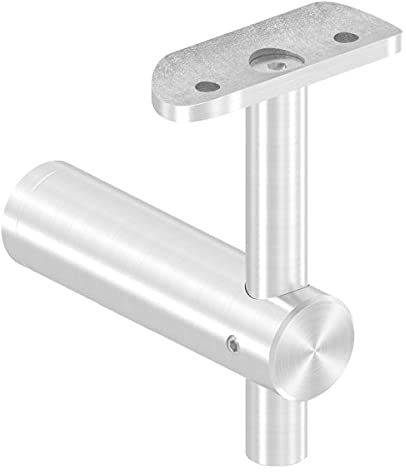 FeNau - Handlaufhalter höhenverstellbar und Halteplatte für flachen (austauschbar) Anschluss Material: V2A - Abstand Anschluss zu Halter: ca. 81 mm, Innen, Außen, Balkon, Terrasse, Treppenhaus, Garten
