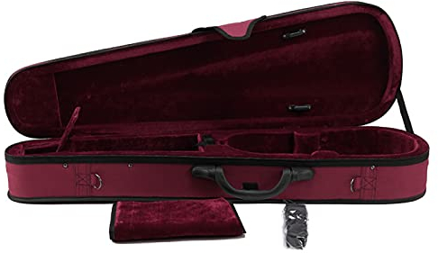 XQHD Geigenkoffer leicht und stabil Geigenkasten Koffer Geige Koffer Rucksack Violinenkoffer mit Rucksackgurten,Red-3/4