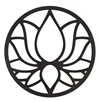 CONTRAXT Lotusblume deko wanddeko holz. Lotusblüte deko wanddeko deko lotus flower bild deko wand holz Vintage Garten deko Meditation zubehör 3d Mandala wandbild Nicht-Metall (Lotusblume, Schwarz)