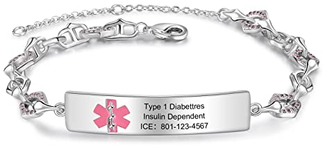 lorajewel Personalizar Pulsera de alarma médica Texto personalizado Pulsera de hombres y mujeres Emergencia sos cobre Pulsera Día del padre del niño Día de la Madre Regalo