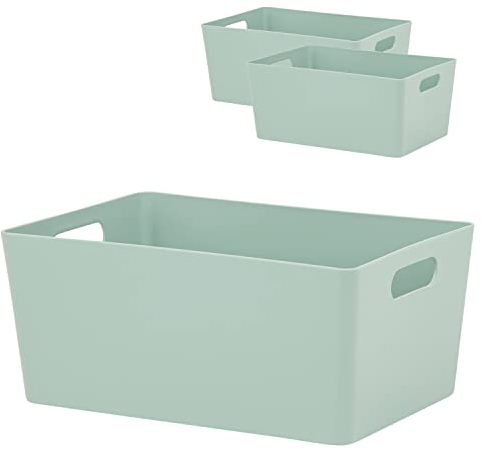 3x Ordnungsboxen - 11 cm hoch - grün - 25x17x11cm - 3,9 Liter - A5 - Ordnungskorb - Schubladenorganizer