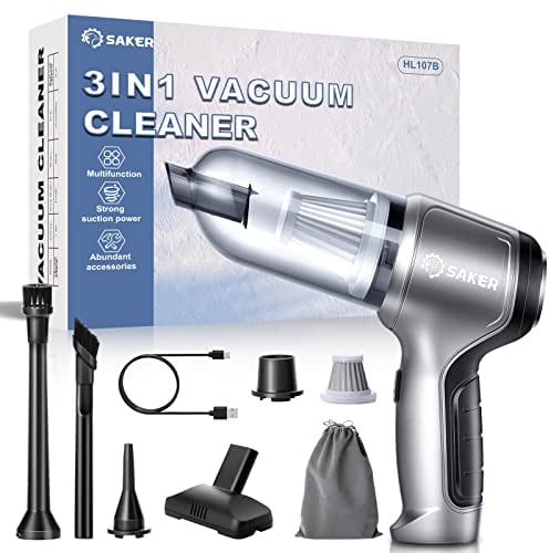 Saker Car Vacuum Cleaner Cordless,Handheld Vacuum Cleaner Type C,Mini Portable Vacuum with Brushless Motor 15000PA Powerful for Car,Keyboard,Office and Home Cleaning
