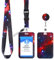 Molain Porte badge d'identification avec lanière et clip de bobine de badge rétractable, ensemble de porte cartes d'identité Starry Sky avec porte badge rétractable bobine de clé(rouge étoilé)