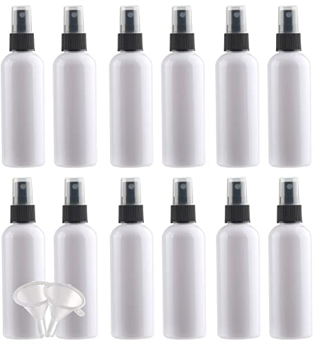 YANCAER 24 Piezas 100ml Blanco Botellas de Spray Pulverizador con Boquilla de Negro, Plastico Botes Spray Vacios Perfume Atomizador Botella de Spray de Viaje para Cosméticos Líquido