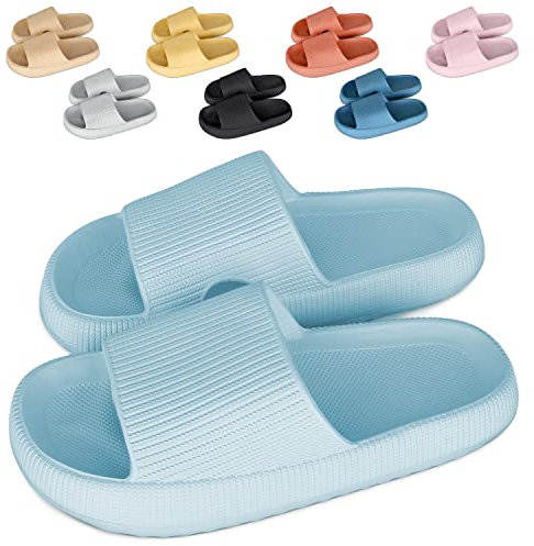 Cozislides Original Cosify Wolken Slipper Cloudyzz Schlappen Super Weiche Airfloppy Hausschuhe Rutschfeste Pantoletten Unisex Badelatschen Offener Zehentranner Sommer Flip Flops Sky Blue 44/45