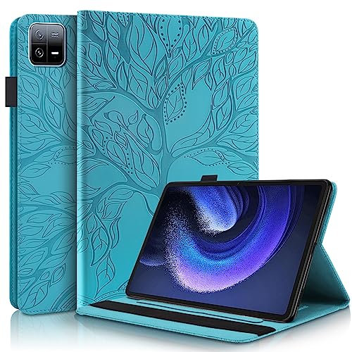 ONETHEFUL Book Case Tablet Case Xiaomi Pad 6 /Xiaomi Pad 6 Pro 11 Inch Cover Tree of Life Protective Cases with PU Leather and Stand – Blue