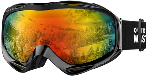 OutdoorMaster Lunettes de ski OTG - Surlunettes de ski/snowboard pour hommes, femmes et adolescents - 100% protection UV (VLT 37% Rose)