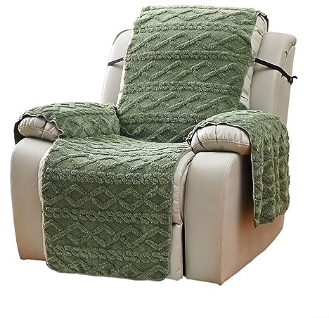 Sesselschoner Komplett Liegebezug für Massagesessel dicker doppelseitiger Jacquard Sofabezug aus Samt Nur Stuhlbezug Army Green