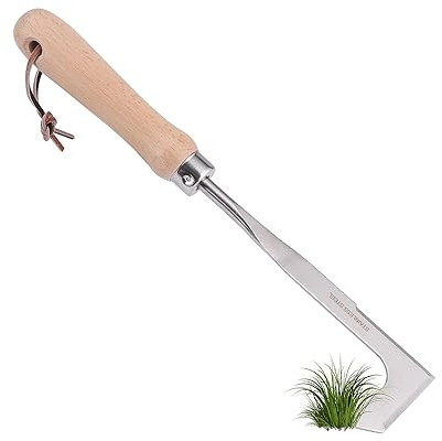 Fugenkratzer, Edelstahl Unkrautmesser, Fugenreiniger, Doppelseitiges Scharfes Edelstahlmesser zum Entfernen von Unkraut und Moos, Ergonomischer Holzgriff(30cm)