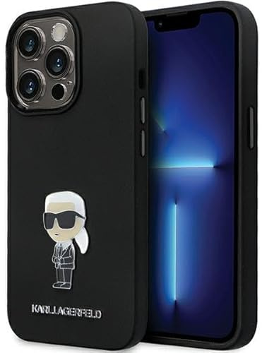 Karl Lagerfeld KLHCP14LSMHKNPK Case for iPhone 14 Pro 6.1 Inch Black Silicone Iconic Metal Pin