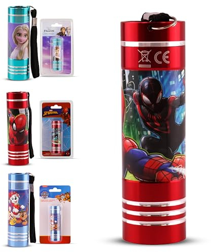 Petite lampe torche LED Spiderman, mini lampe torche 8,7 cm super lumineuse avec 9 LED, le nouveau modèle de vente, veilleuse en aluminium avec cordon pour enfants cadeaux de Noël à partir de 3 ans