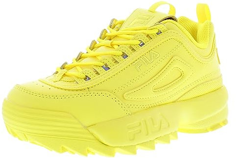 Fila Baskets Vulc 13 2D pour enfant, Blanc/rose brillant/jaune sécurité, 5.5 Big Kid