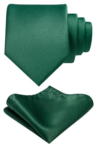 JEMYGINS Herren Krawatte mit Matte Oberfläche inklusive Einstecktuch Set in verschiedenen Farben Gras-Grün