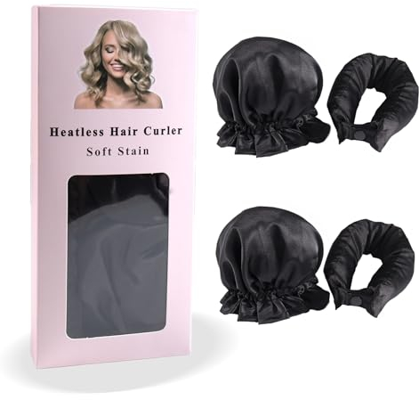 Yeria 2 Stück Lockenwickler Locken Ohne Hitze, Heatless Curls Hat Band Locken über Nacht Wave Formers über Nacht Lockenwickler über Nacht Heatless Hair Curler Rolls (Braun) (Schwarz, 2 Stück)