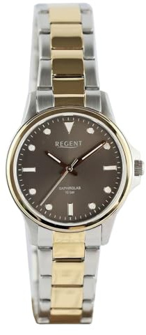 REGENT Damen Armbanduhr Analog Metallarmband Gold Silber UR2214016 Analoguhr