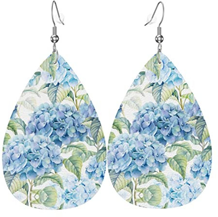 Hydrangea Printed Fashion teardrop earrings Pendant Stylish and beautiful Lightweight Dangle for Women Girls