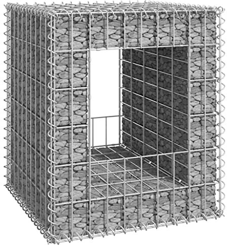 Baziroo Gabion en fer 50 x 50 x 60 cm Argenté Grille gabion Grille gabion Brise-vue Gabion Wall Gabion Panier mural Gabion Panier gabions pour support mural de jardin