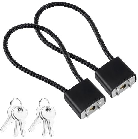2 Piezas Candado Cable Acero, Candado de Cable de Seguridad con Llave para Bicicletas, Armarios y Maletas (negro)