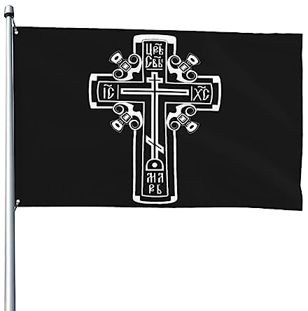 4x6 Fuß Gartenflagge Orthodoxes christliches Kreuz Flagge Amerikanische Flagge Lustiges Haus Outdoor-Banner Hofflaggen Gartenparade Banner Wandteppich mit 2 Ösen