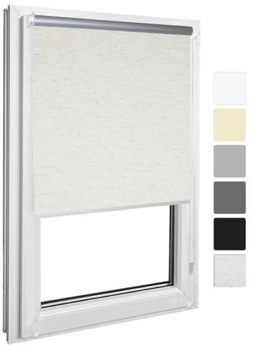 Home Vision Verdunkelungsrollo Klemmfix ohne Bohren Light Beige B80 x H130 | Fensterrollo Seitenzug lichtundurchlaessig Thermorollo Sichtschutz Sonnenschutz für Schlafzimmer Wohnzimmer und Büro