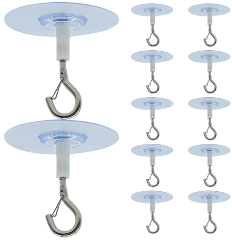 Birtern Deckenhaken ohne Bohren, Deckenpflanzenhaken, Windspiel-Aufhänger, klebrige Ösenhaken zum Aufhängen von Lichtern, Windspielen, Laternen