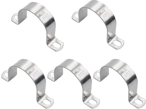 5 piezas 50 mm Abrazaderas Metalicas para Tubos,abrazaderas de acero inoxidable,2 Agujero Abrazadera De Tubo En Forma De U,Para la fijación de tuberías de agua,tuberías de calefacción(50mm)