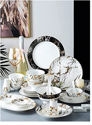 Service de Table pour dîner, 72 pièces, Vaisselle en Porcelaine Fine, Bols, Plats, Service pour 10 Personnes,