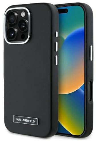 CG MOBILE Karl Lagerfeld KLHMP16XPGMSRPK Case for iPhone 16 Pro Max 6.9 Inch Black Hard Case FW Metal Plate