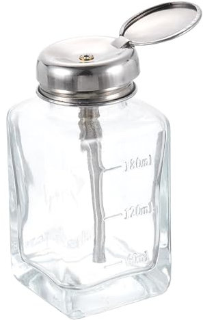 sourcing map Solvent Alcohol Dispensers 180ml(6.1oz) Conical Push Down Liquid Dispenser Pump Bottle with Stainless Steel Tube and Copper Core for Alcohol Solution