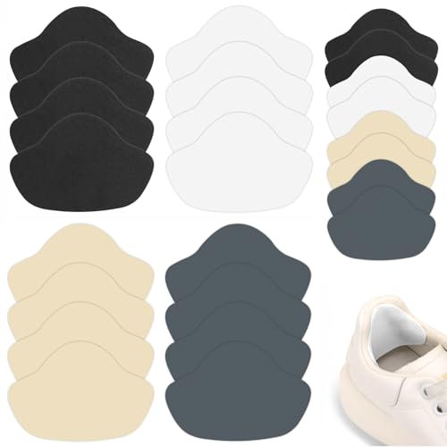 12 Paar Sneaker Reparatur Patch Schuhabsatz Reparatur Selbstklebender Fersen Patch von Loch Schuhloch Verhinderungs Patch Kit für Sneaker Lederschuhen High Heels (Schwarz+Weiß+Dunkelgrau+Hautton, M)