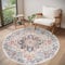 Homcomodar Teppich Rund 120cm Vintage Teppich Wohnzimmer Waschbarer Runder Teppiche Schlafzimmer Kurzflor für Wohnzimmer Kinderzimmer(Blau)