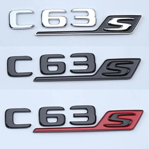 ERAKAFZTTK 3D ABS Schwarz Chrom Buchstaben Passend for Auto Mercedes C63S AMG W205 W204 Logo Aufkleber Emblem Abzeichen Kofferraum Autozubehör(Glossy Black c63s)