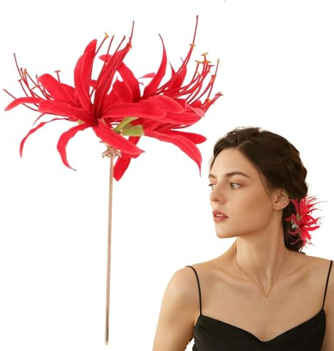 Horquilla Flor Araña Rojo Elegante Tradicional Multifuncional | Accesorios Para El Cabello Chinos Mujeres Niñas Gala Actuación Festival Baile Cosplay Boda Vacaciones