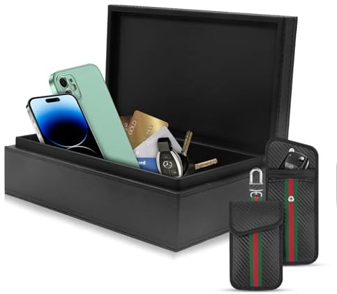 BOODPET Faraday-Box zum Schutz vor Keyless Entry – Hochwertige RFID-Signalabschirmungshülle mit 2 Faraday-Beuteln (schwarz)