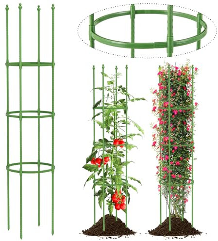 GOPLUS Lot de 2 Treillis de Jardin, Support de Plantes, avec Hauteur Réglable, Métallique Antirouille, Tête en Forme de Bourgeon, pour Plantes en Pot, Tomates, Plantes Grimpantes, pour Balcon Patio